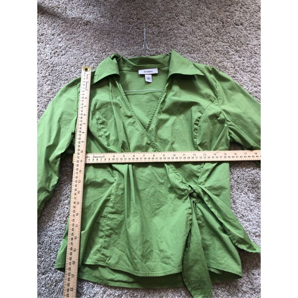 Dress Barn Women’s Light Green Wrap Style Collared Blouse Size L - Picture 5 of 5